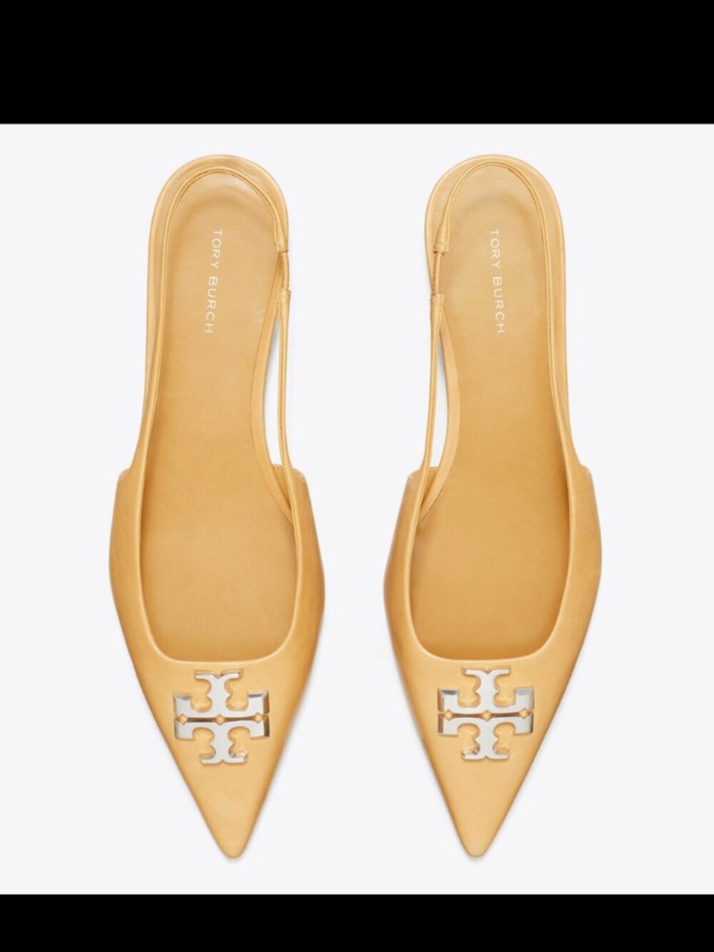 NIB Tory Burch ELEANOR SLINGBACK FLAT Size 7.5 Honeycomb Tan - Picture 4 of 12